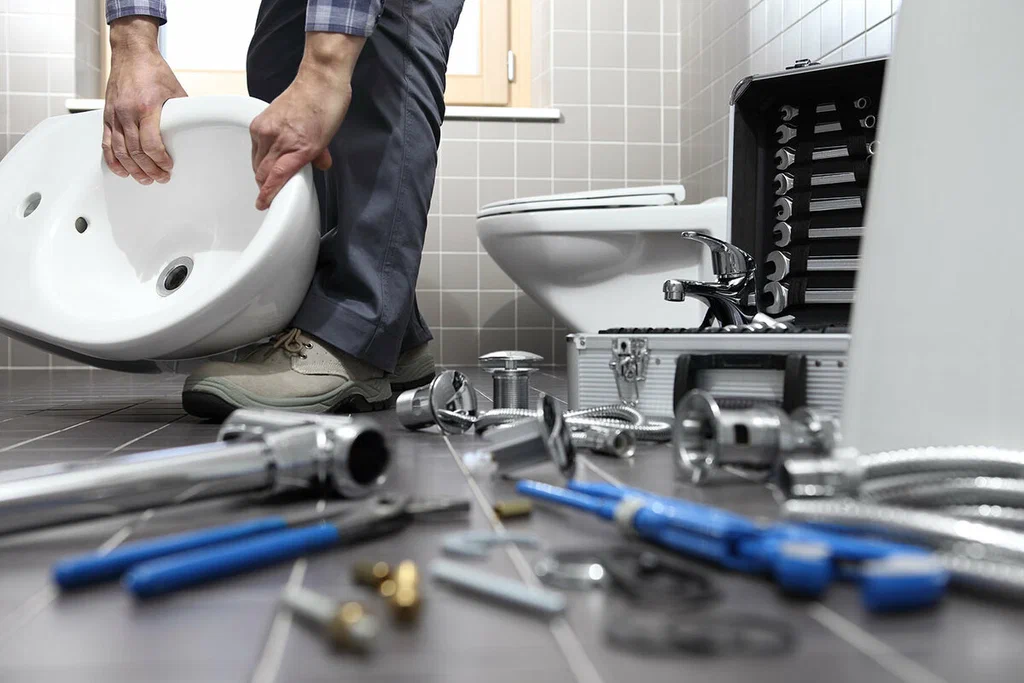 Plumbing tools prepared for a bathroom repair in Wildwood
