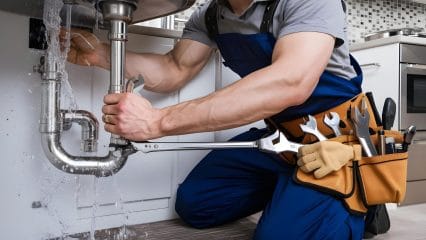Technician using electronic equipment to detect a plumbing leak in Wildwood