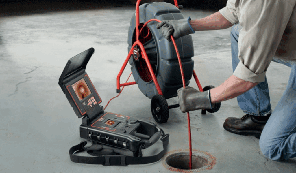Technician performing a sewer camera inspection in Wildwood